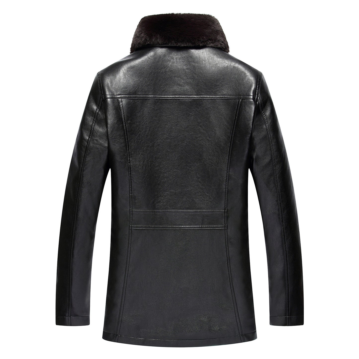 Men's PU Leather Jacket with Fur Collar