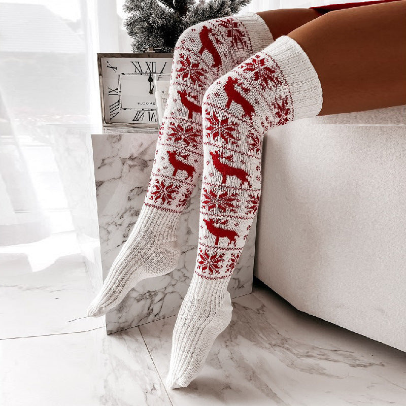 Women's Over-the-Knee Christmas Socks - Warm & Stylish