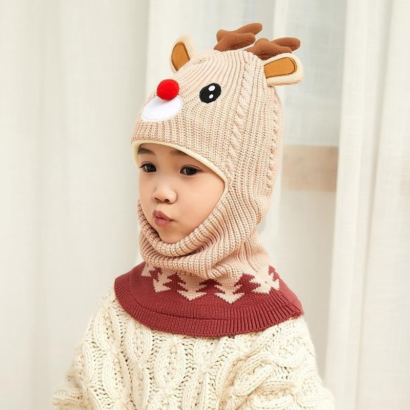 Children's Hat Plus Velvet Ear Protection Bib One-piece Cap