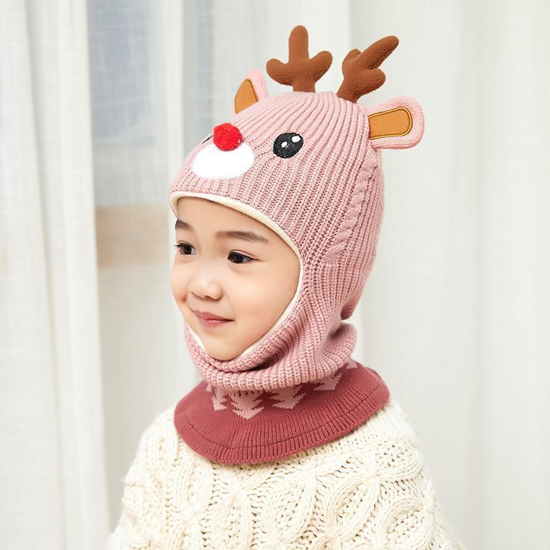 Children's Hat Plus Velvet Ear Protection Bib One-piece Cap