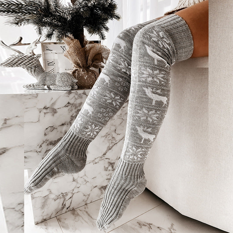 Women's Over-the-Knee Christmas Socks - Warm & Stylish