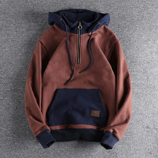 Trendy Fleece-lined Hooded Sweatshirt for Men