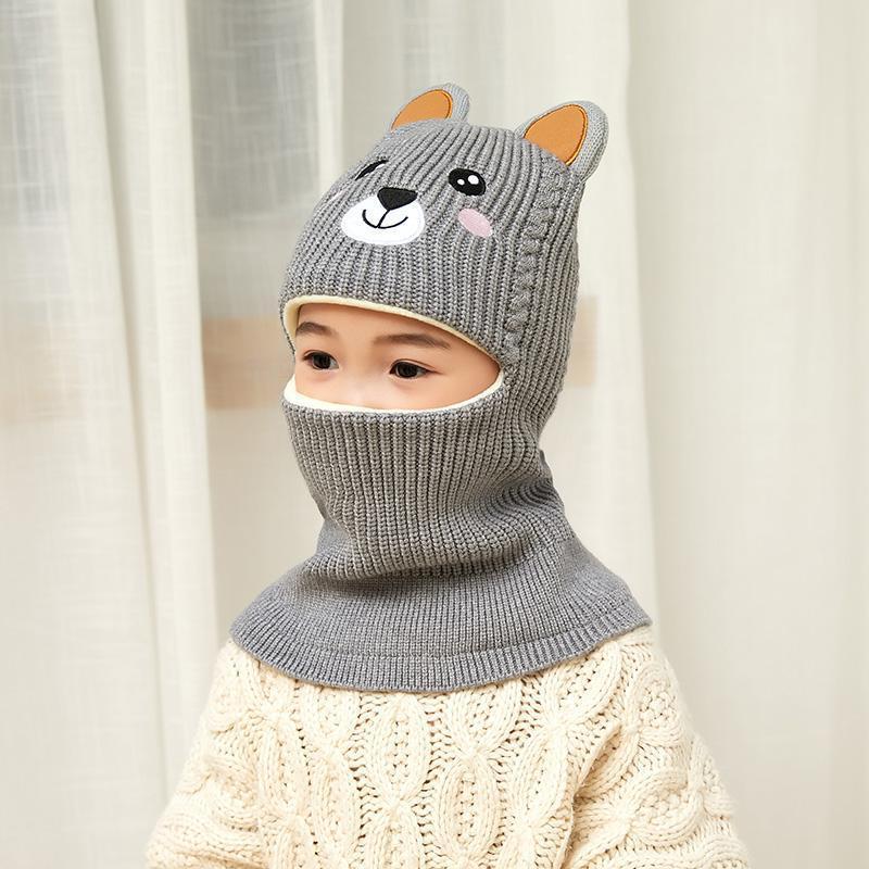 Children's Hat Plus Velvet Ear Protection Bib One-piece Cap