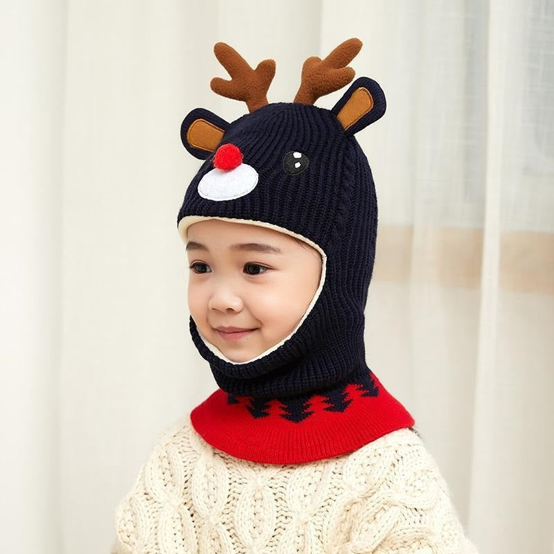 Children's Hat Plus Velvet Ear Protection Bib One-piece Cap