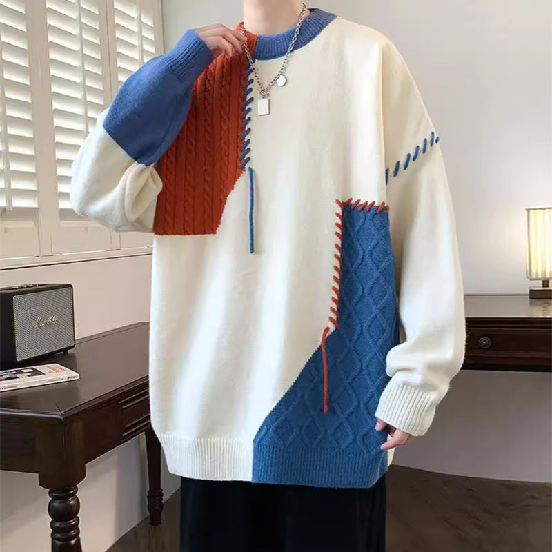 Colorblock Pullover Sweater - Long Sleeve Men's Top