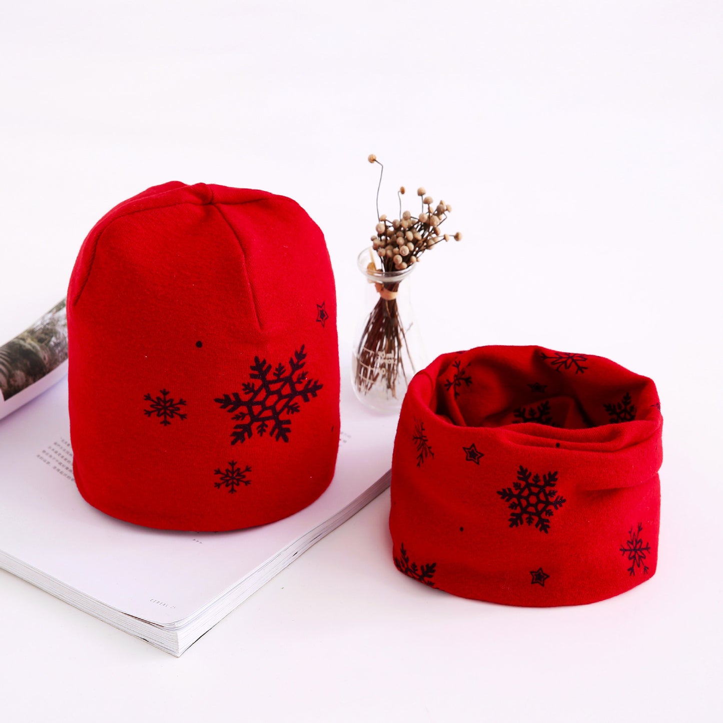 Baby Flower Printed Cotton Scarf Hat Set