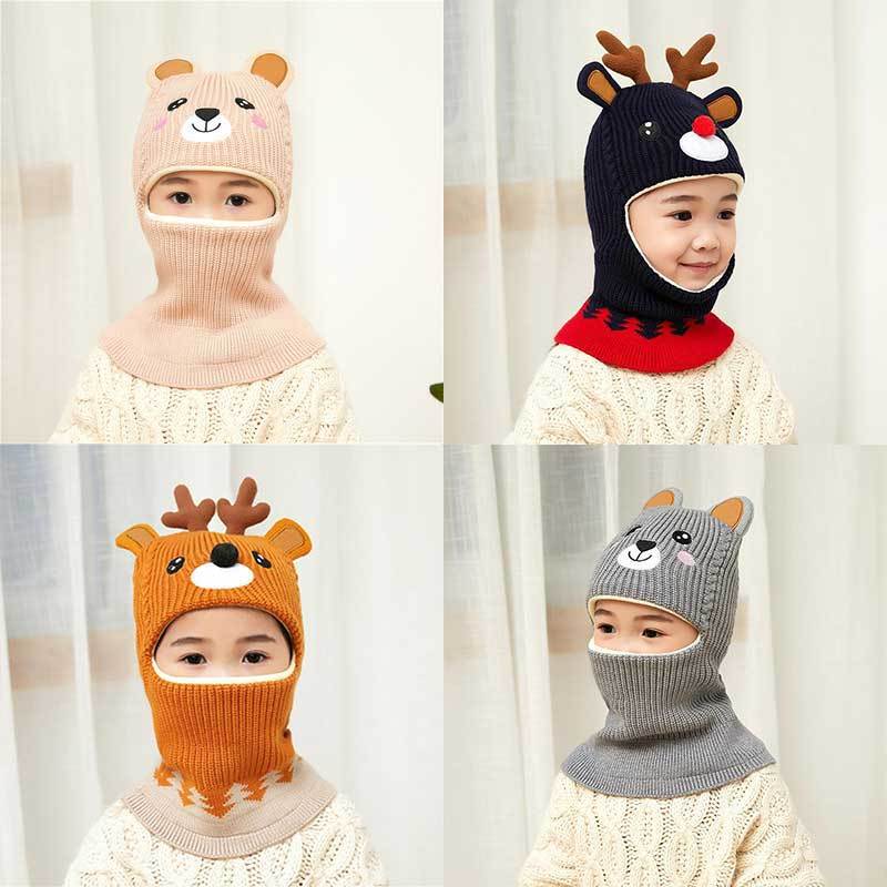 Children's Hat Plus Velvet Ear Protection Bib One-piece Cap