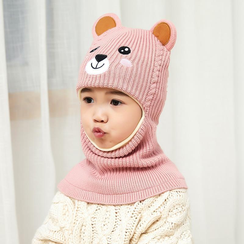 Children's Hat Plus Velvet Ear Protection Bib One-piece Cap