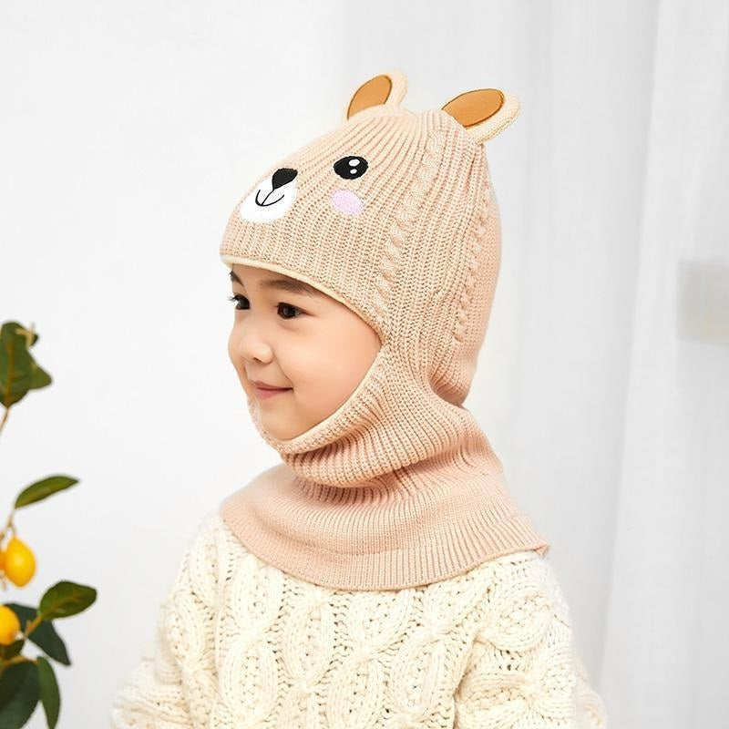 Children's Hat Plus Velvet Ear Protection Bib One-piece Cap