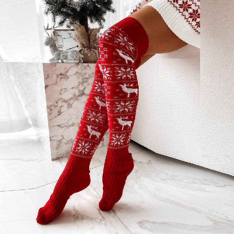 Women's Over-the-Knee Christmas Socks - Warm & Stylish